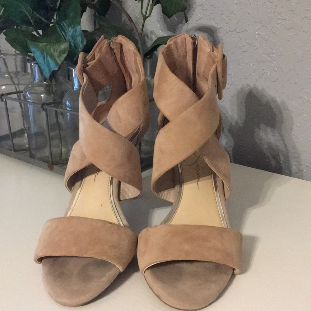 Jessica Simpson pink suede high heels